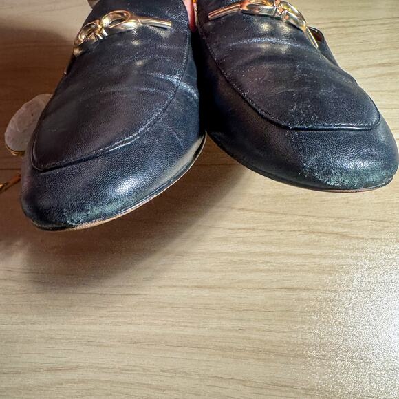 Sienna Loafer, Black Leather with Gold Detail Mule Slides Gold 'C' Logo Hardware - Picture 5 of 8